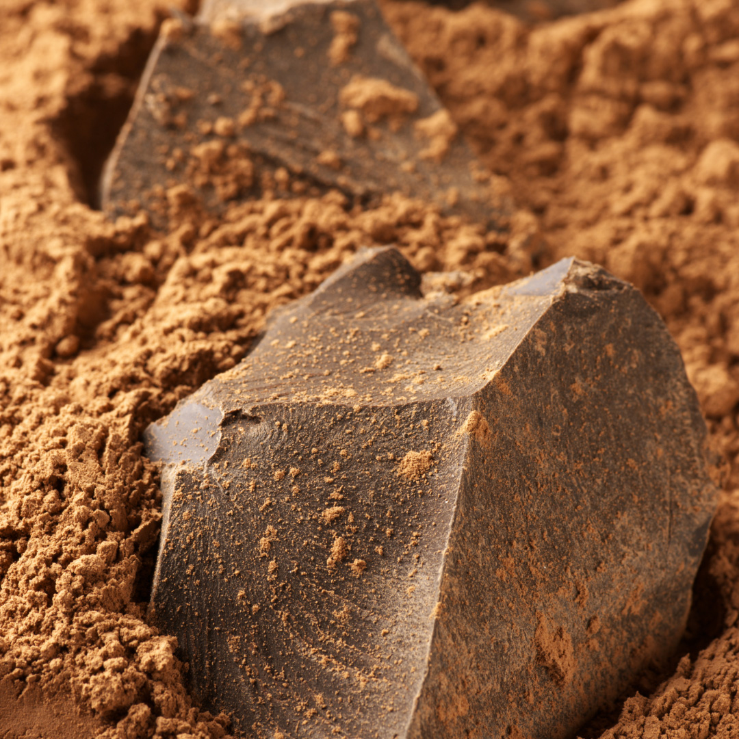 Cacao sólido en bloque y polvo