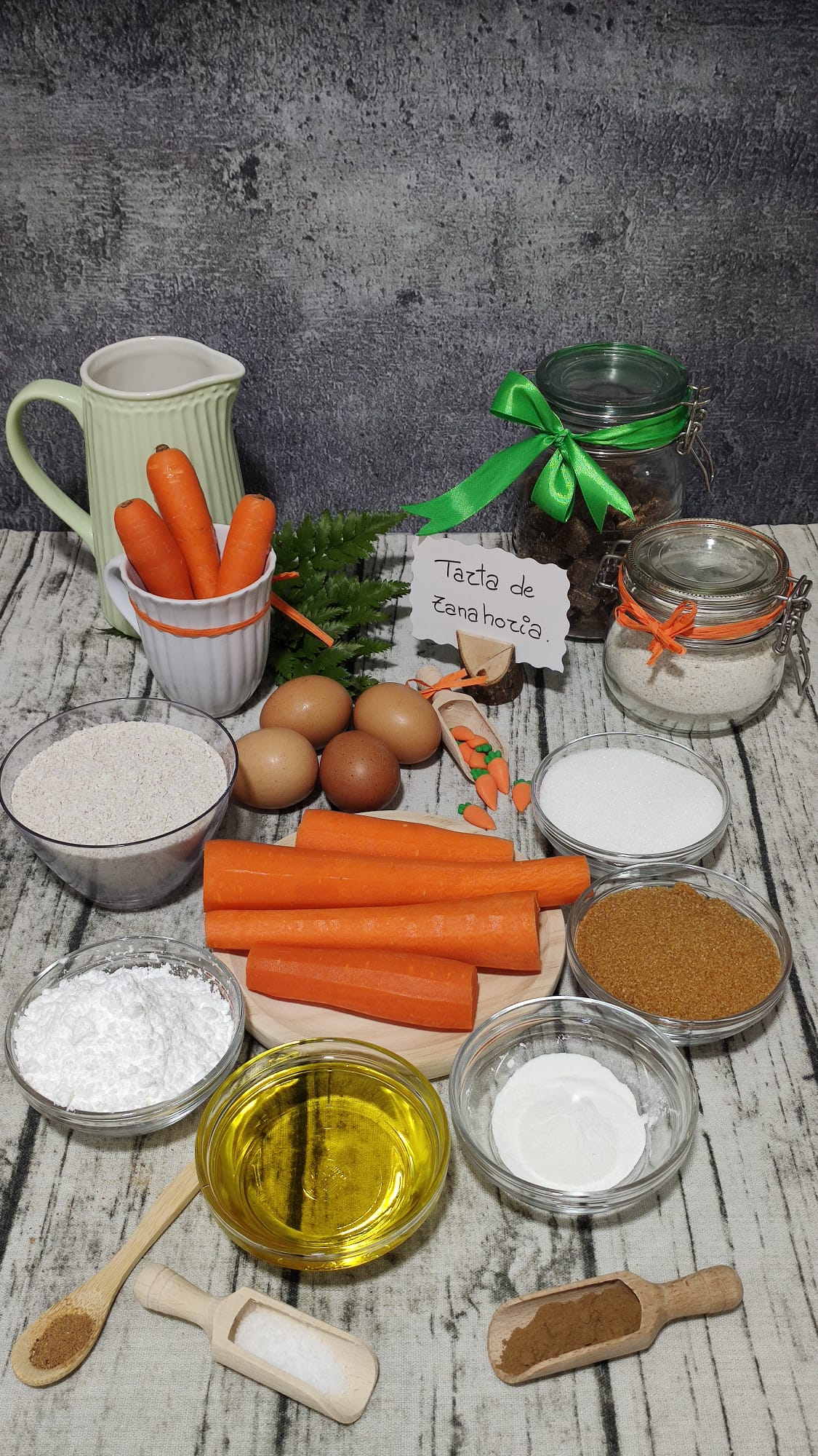 Receta de Tarta de Zanahoria. Ingredientes.