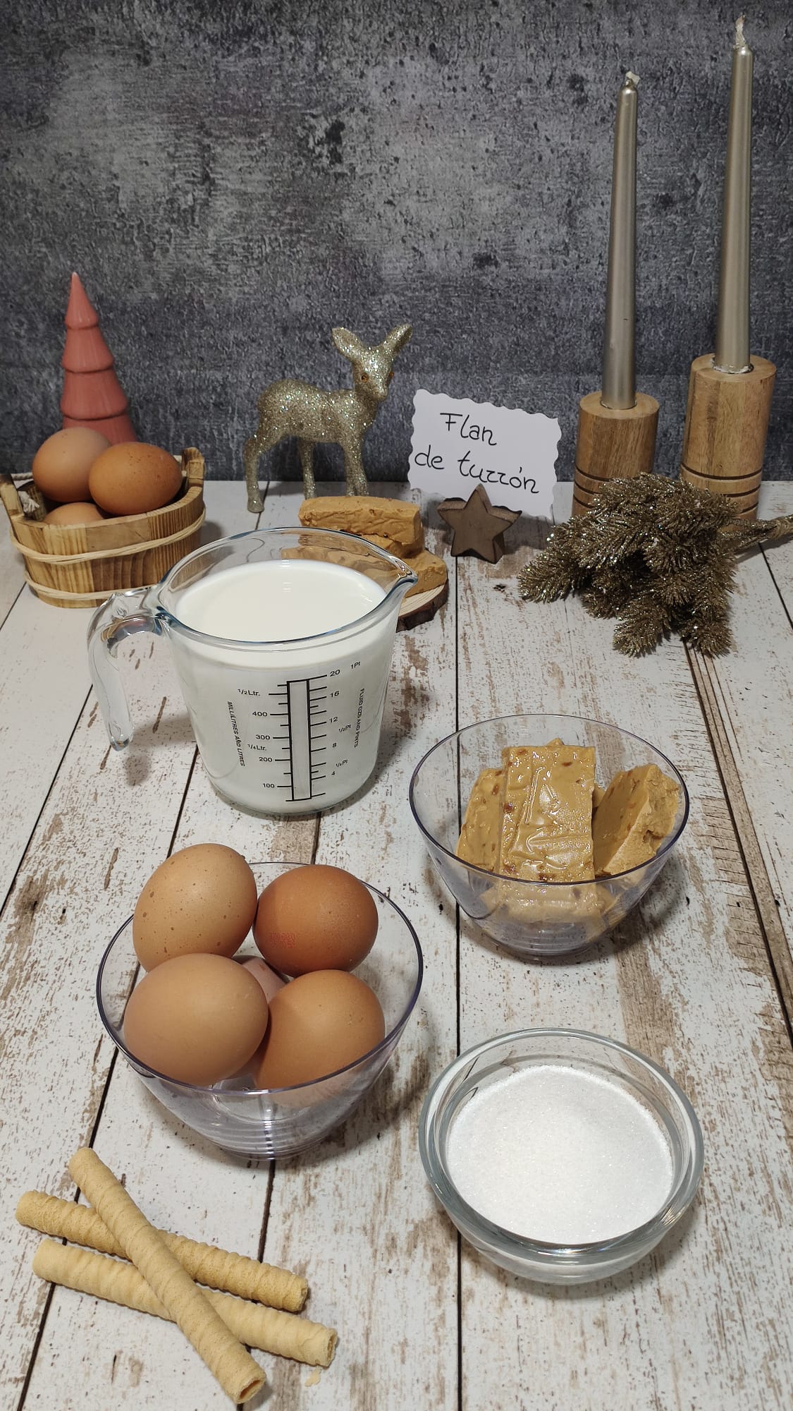 Ingredientes de nuestro Flan de Turrón