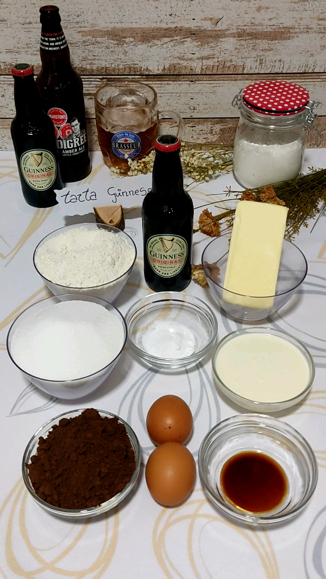 Ingredientes de nuestra Tarta Guinness