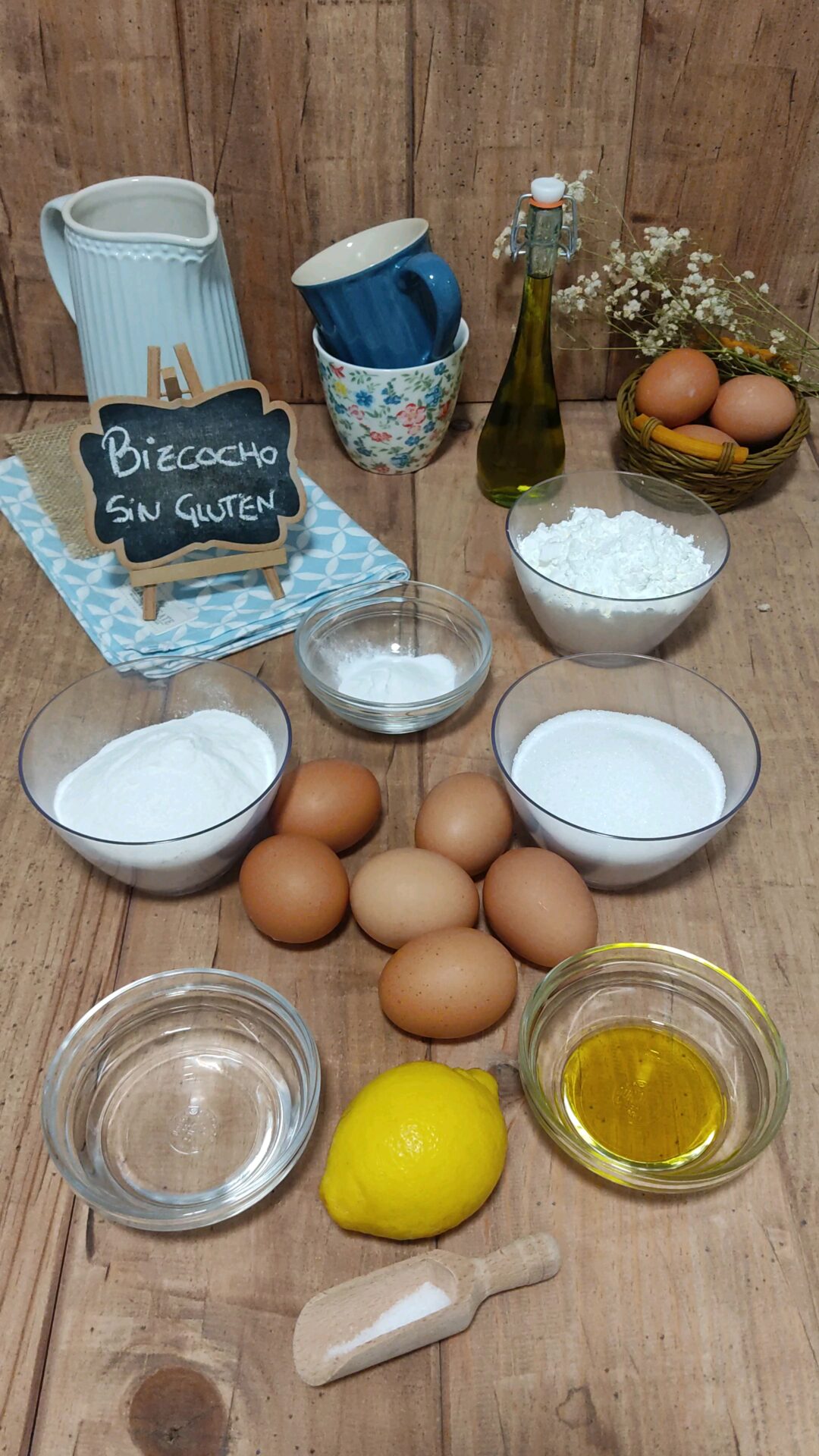 Ingredientes de nuestro bizcocho sin gluten