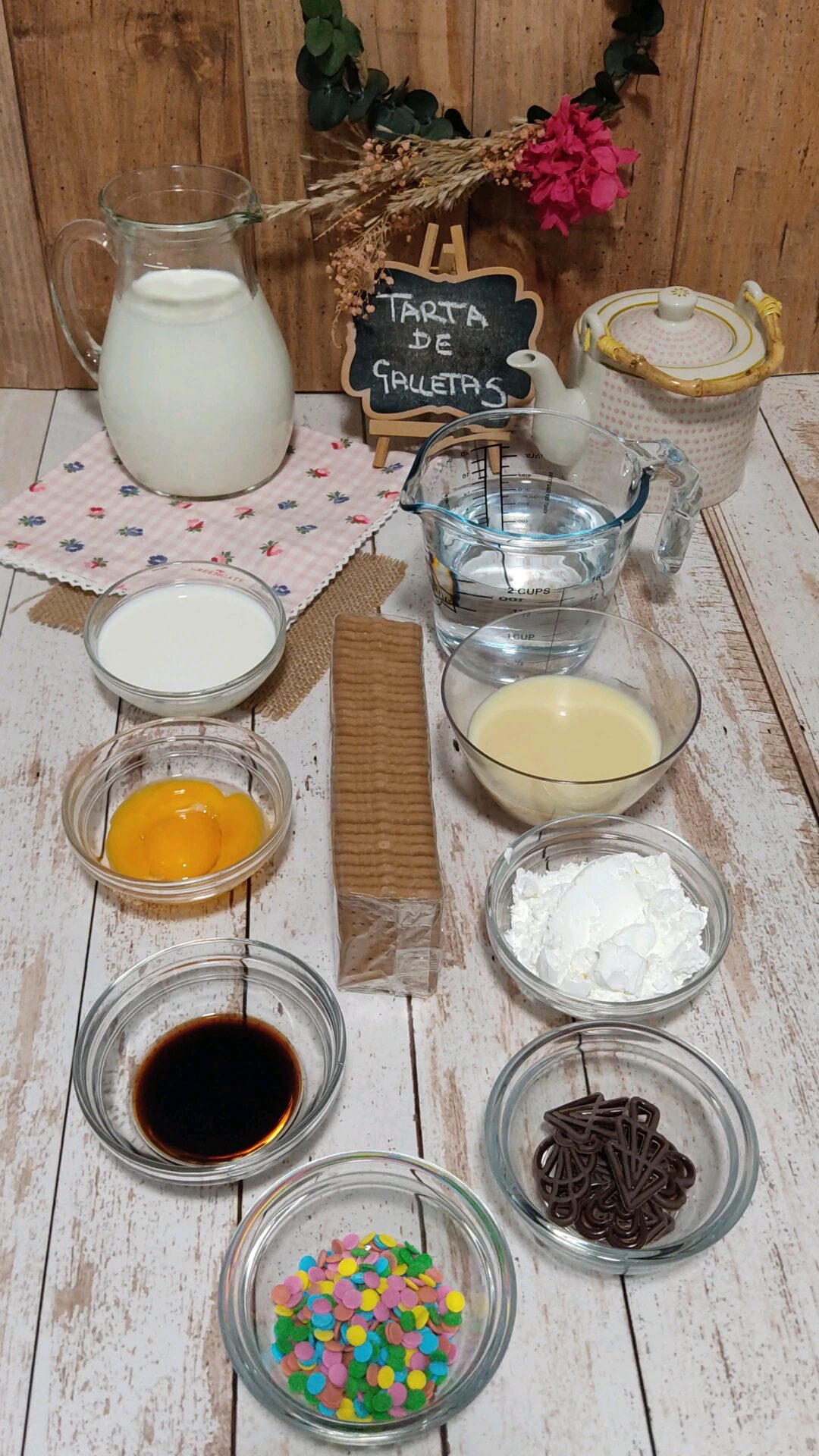 Ingredientes de nuestra tarta de galletas Ingredientes de nuestra tarta de galletas