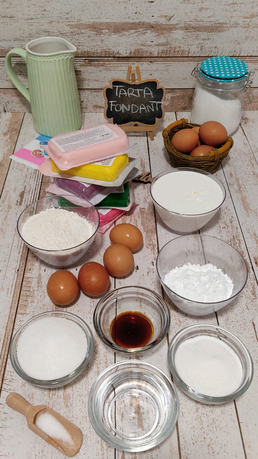 Ingredientes de nuestra tarta fondant