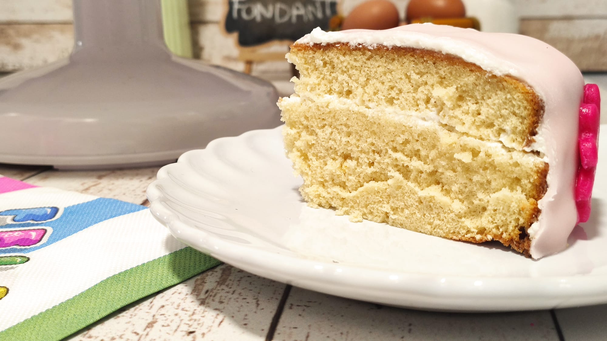 Una porción de nuestra tarta fondant