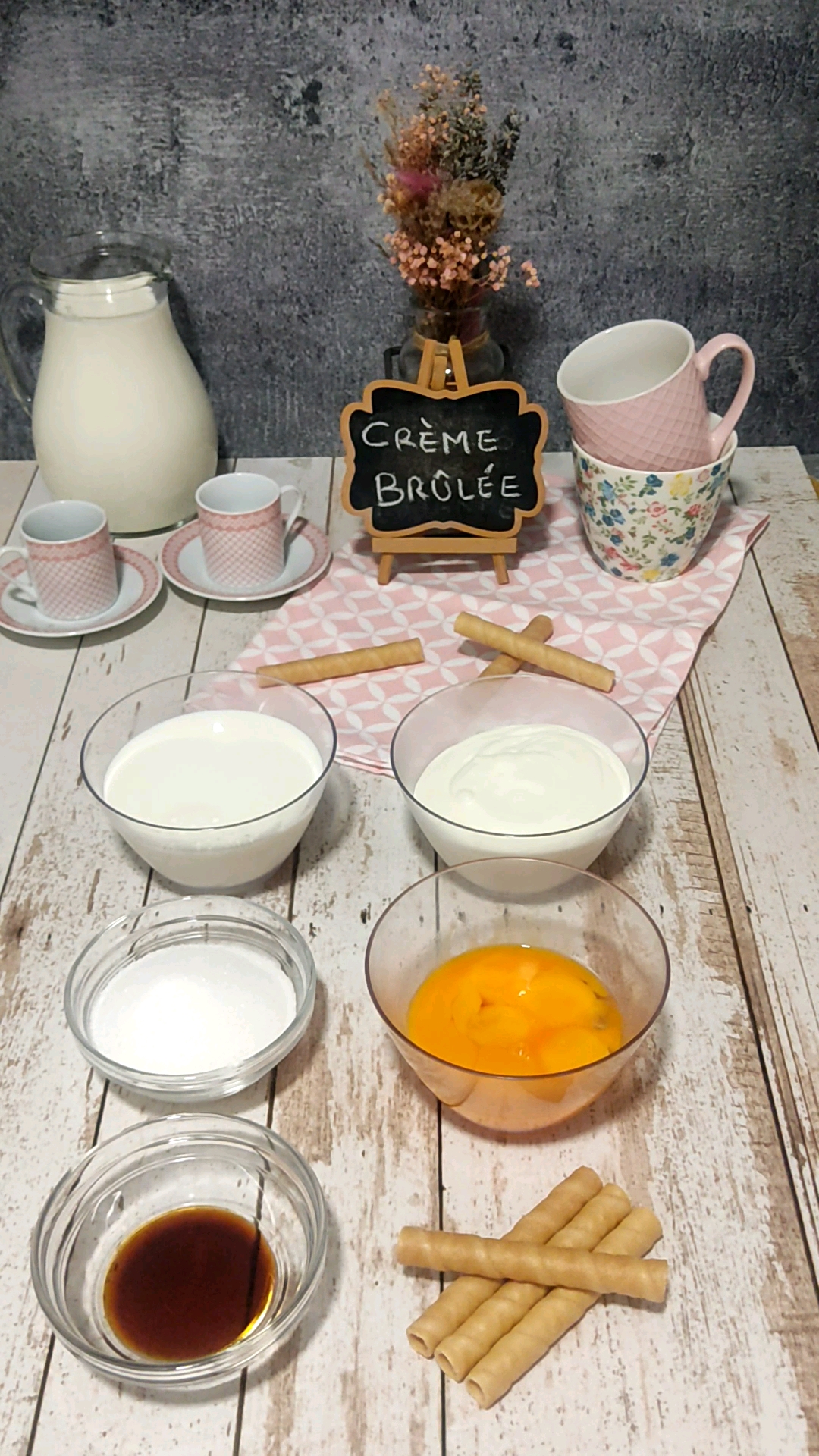 Ingredientes de nuestra crème brûlée