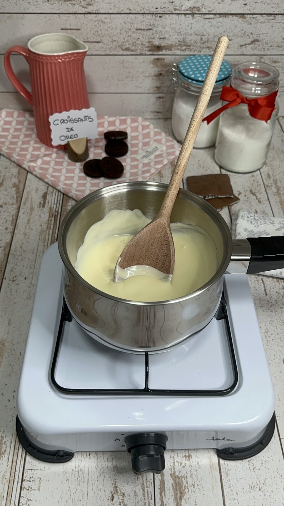 Fundimos el chocolate blanco completamente