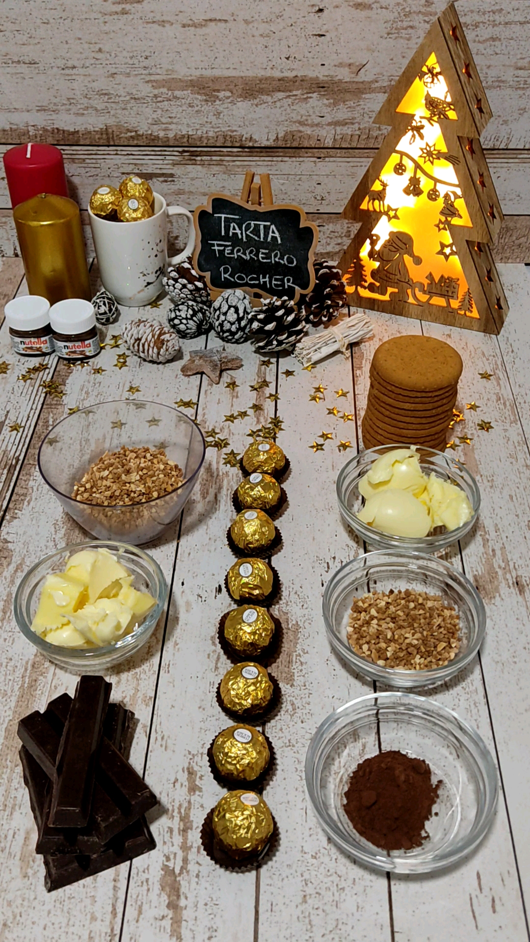 Más ingredientes de nuestra tarta de Ferrero Rocher y Nutella