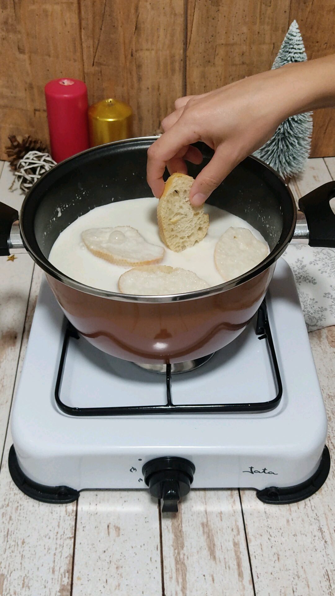 Añadimos las rebanadas de pan