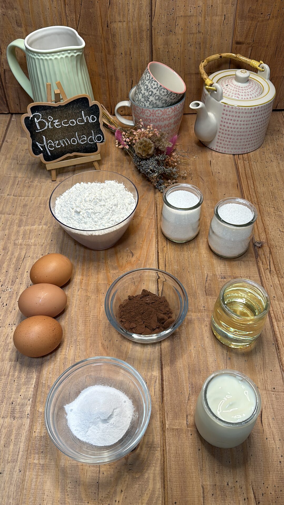 Ingredientes de nuestro bizcocho marmolado