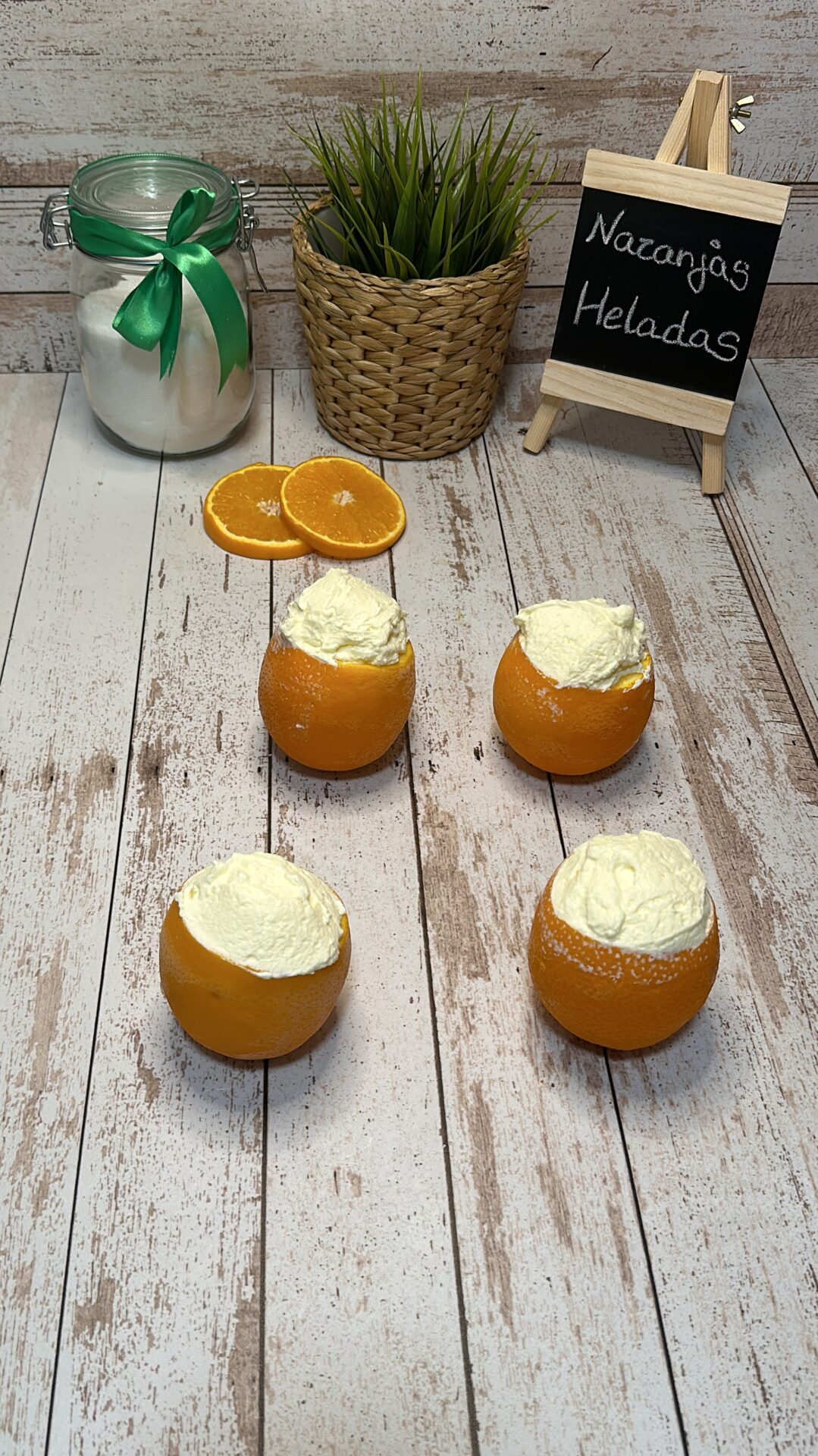 Nuestras naranjas heladas un a vez rellenadas