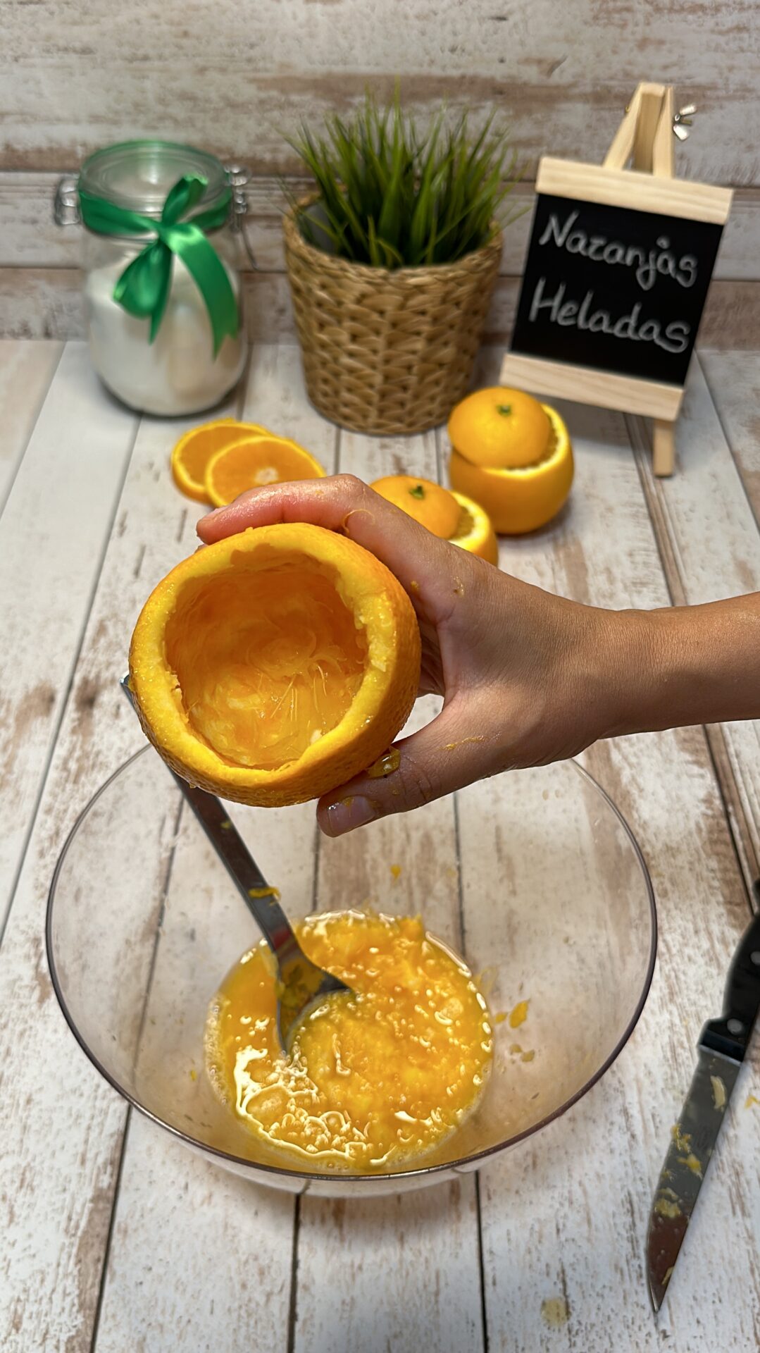 Este debe ser el resultado tras vaciar las naranjas