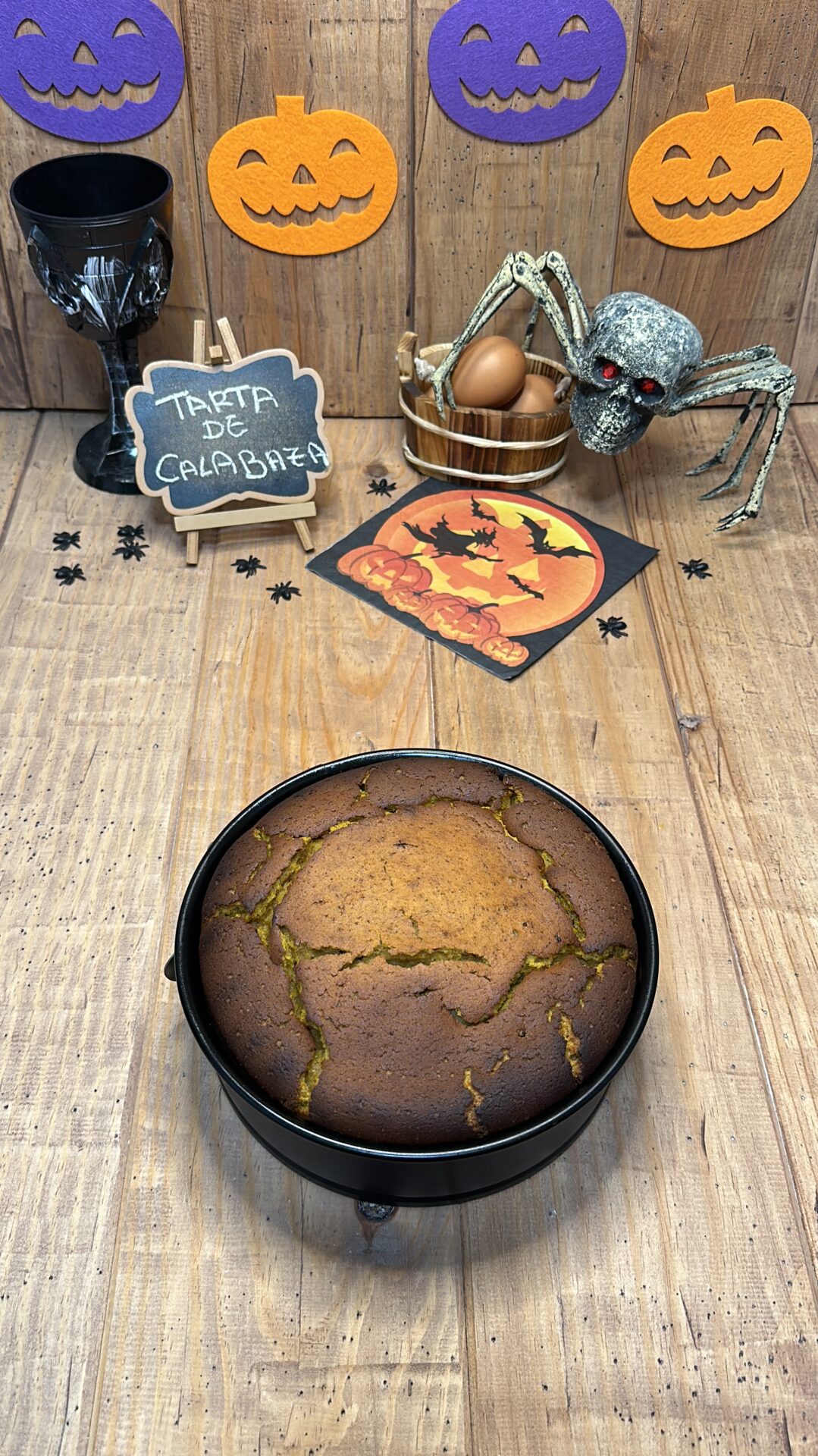 Nuestra tarta de calabaza recién horneada