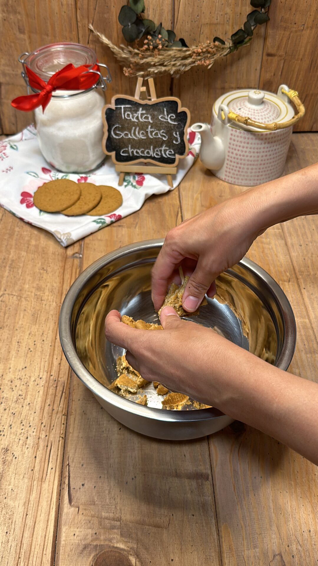 Partimos en trozos la mitad de las galletas