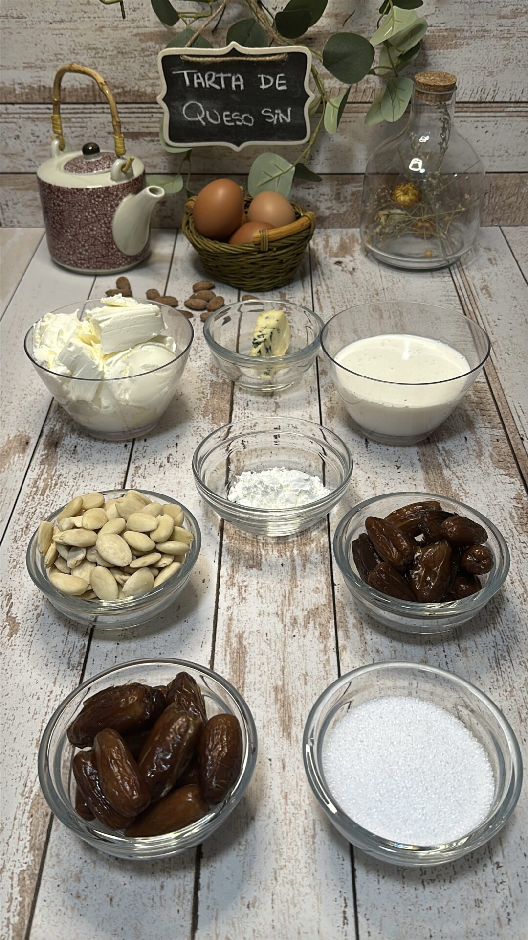Ingredientes de nuestra tarta de queso sin