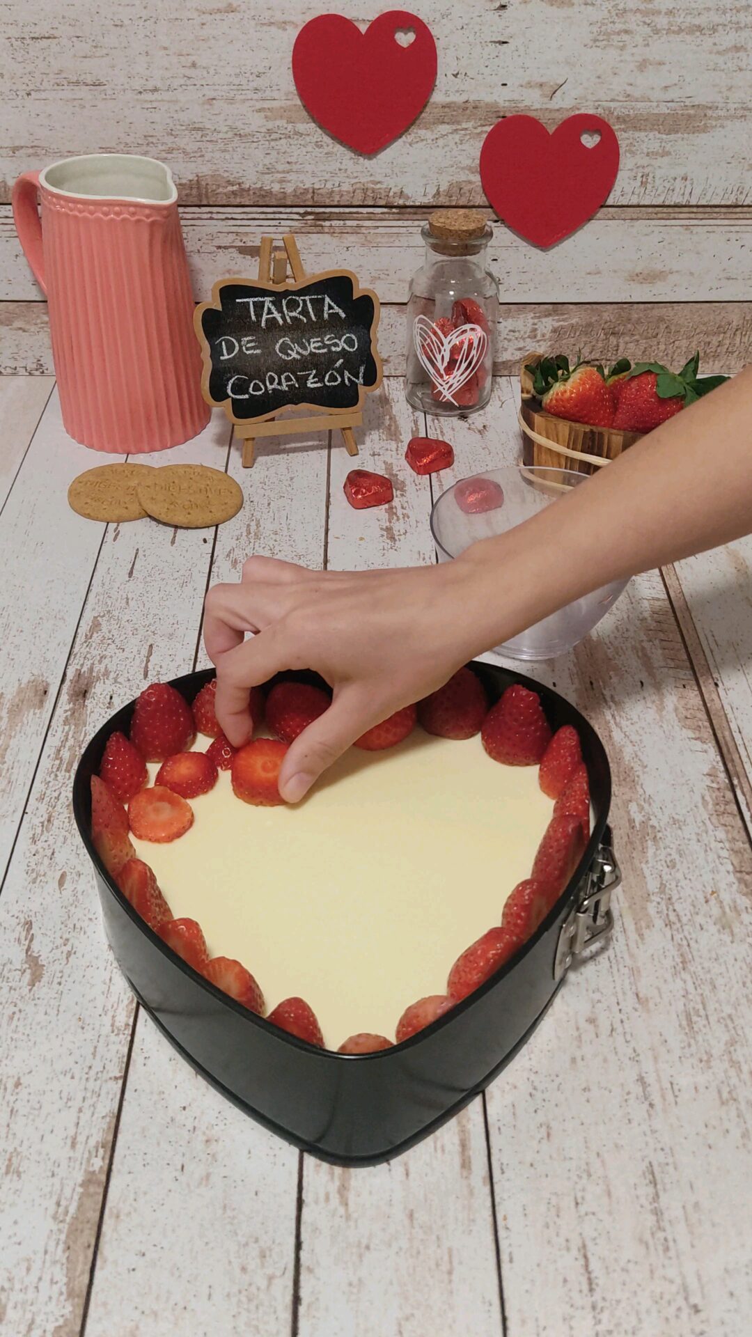 Colocamos las fresas sobre el relleno