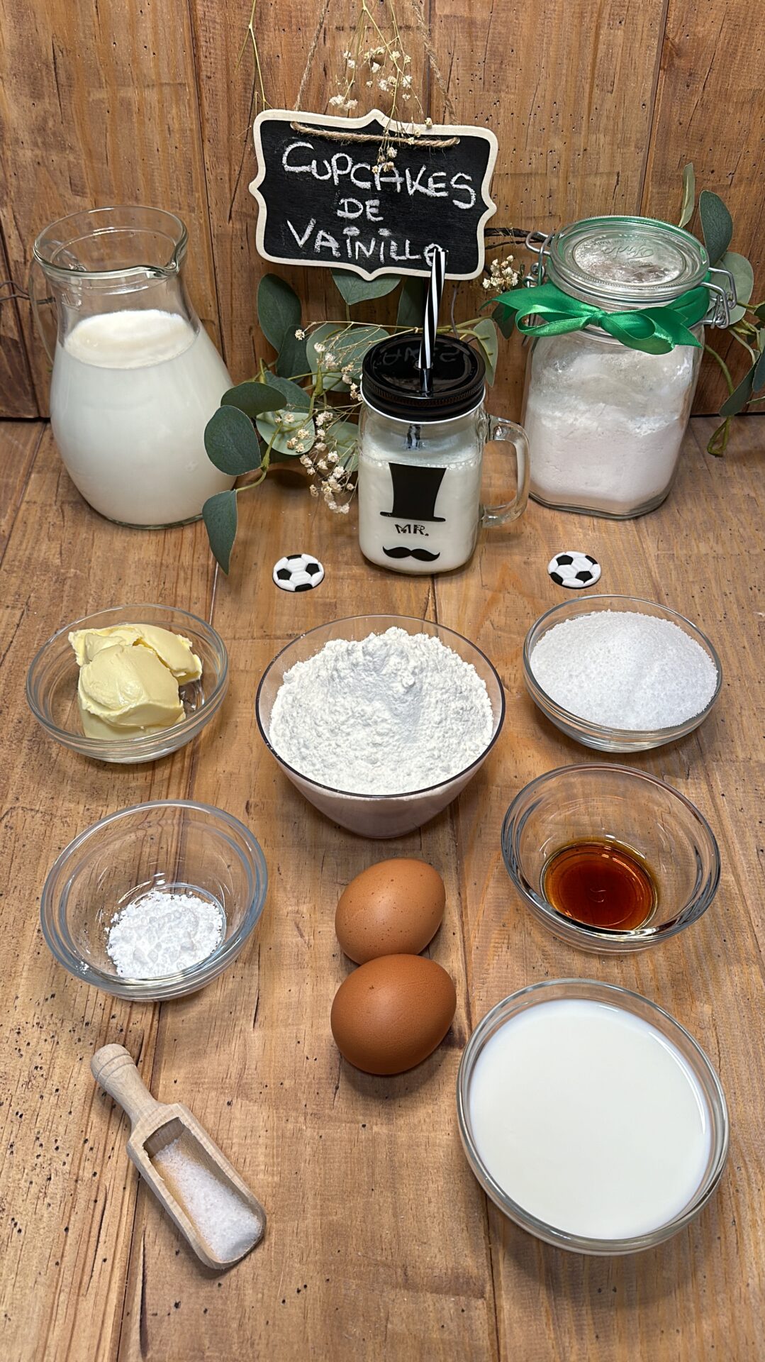 Ingredientes de nuestros cupcakes de vainilla
