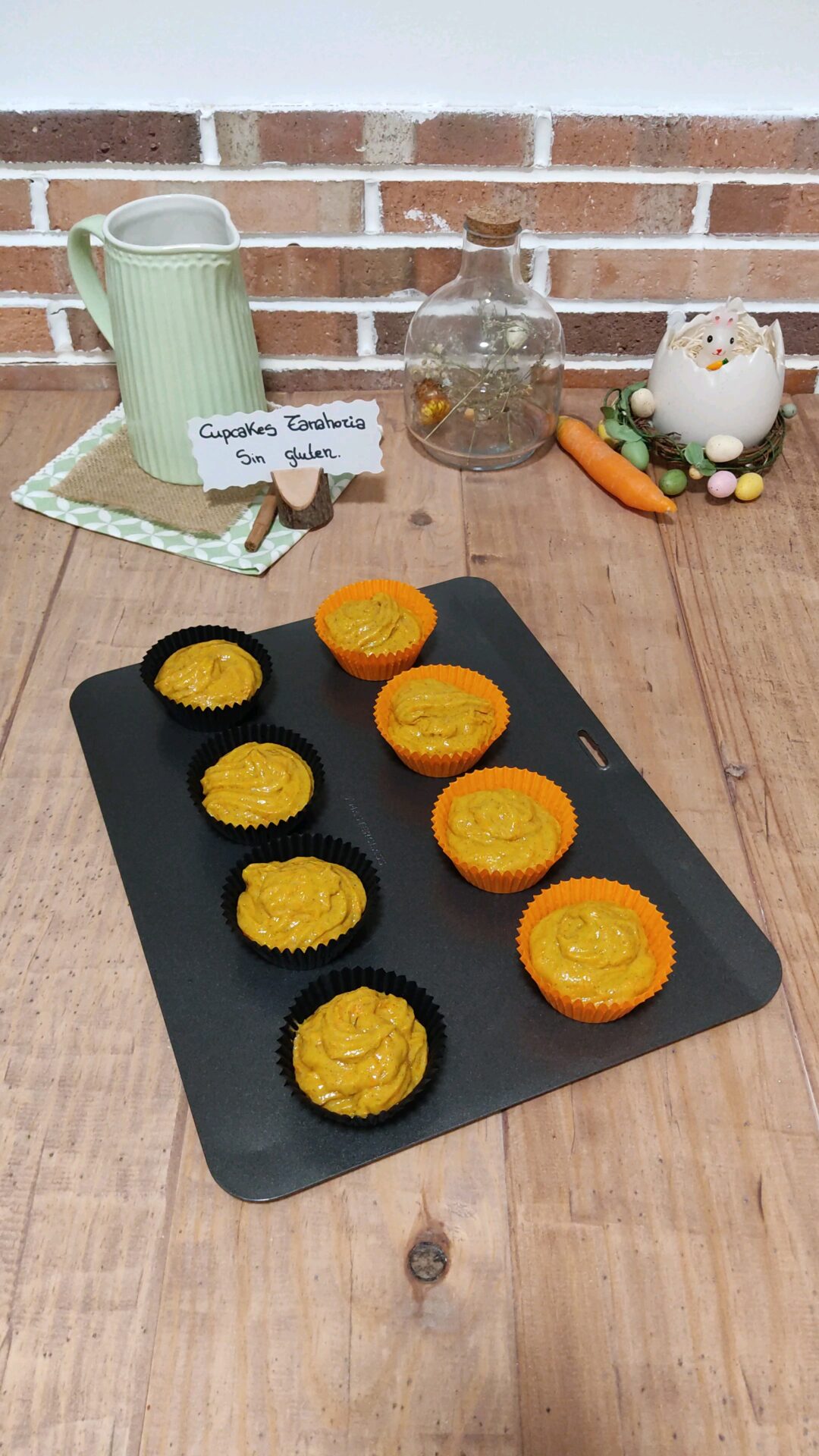 Nuestros cupcakes de zanahoria sin gluten preparados para el horno