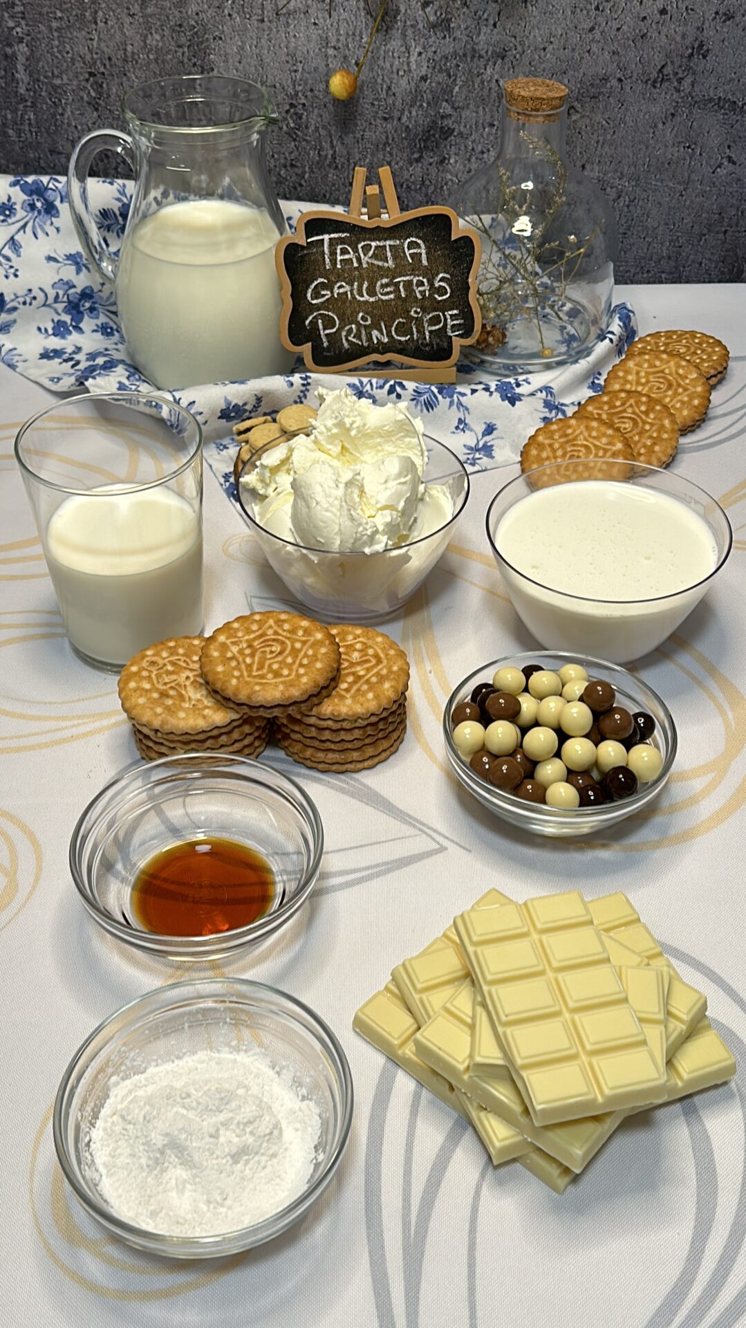 Ingredientes de nuestra tarta de galletas Príncipe