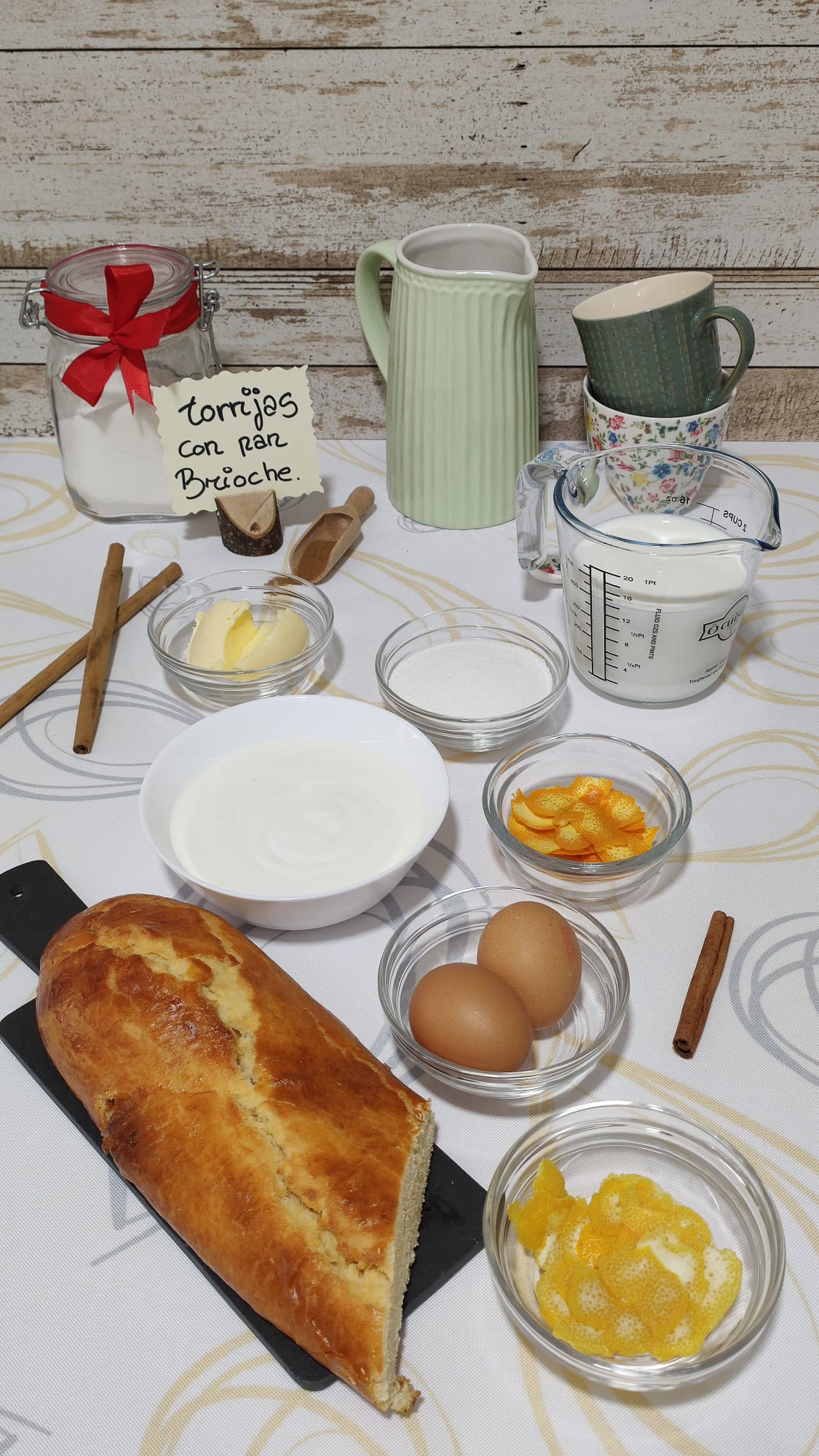 Ingredientes de nuestras torrijas con pan brioche