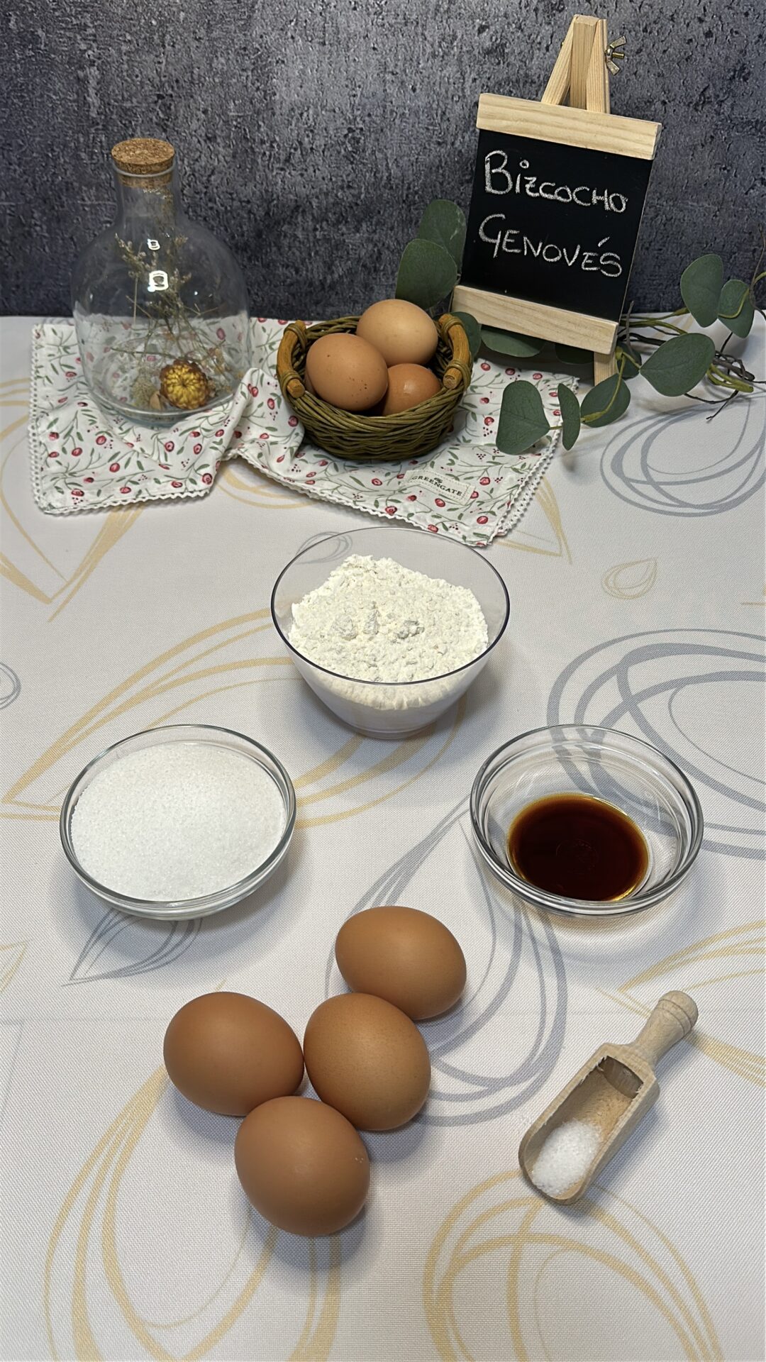 Ingredientes de nuestro bizcocho genovés