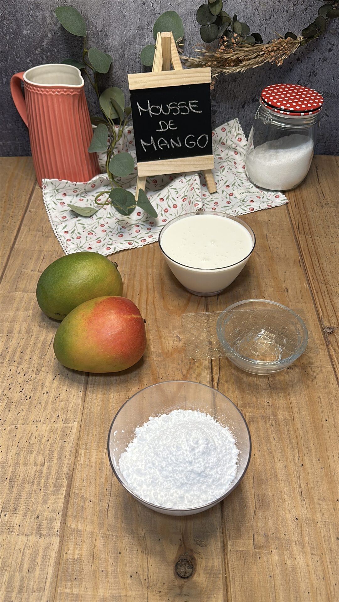 Ingredientes de nuestra mousse de mango