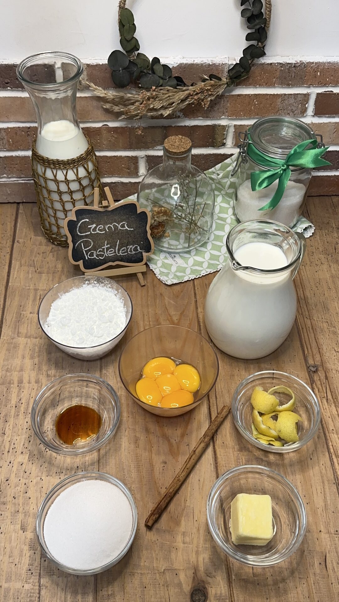 Ingredientes de nuestra crema pastelera