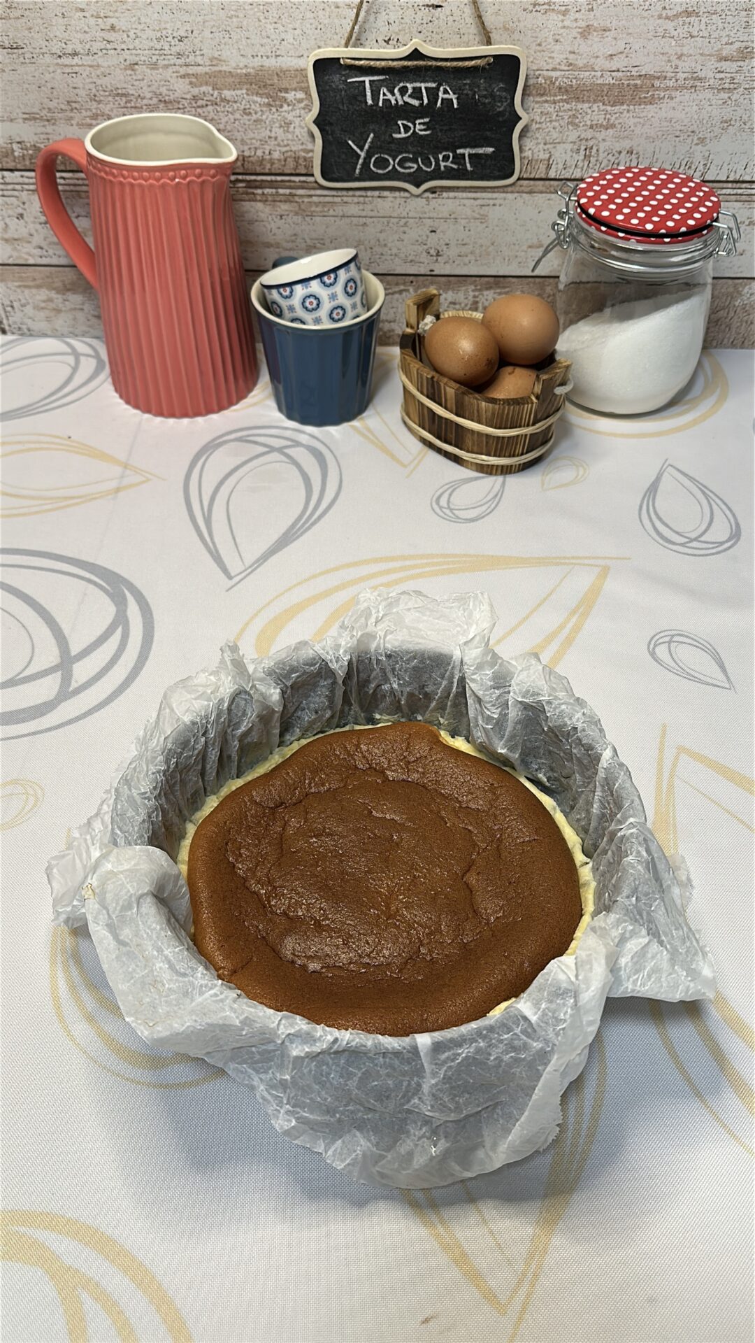 Nuestra tarta de yogurt recién salida del horno