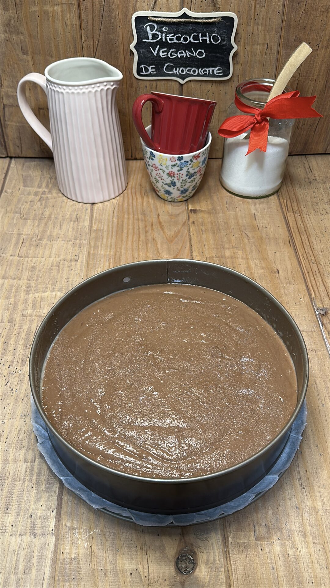Bizcocho vegano de chocolate_15 Nuestro bizcocho de chocolate vegano preparado para hornear
