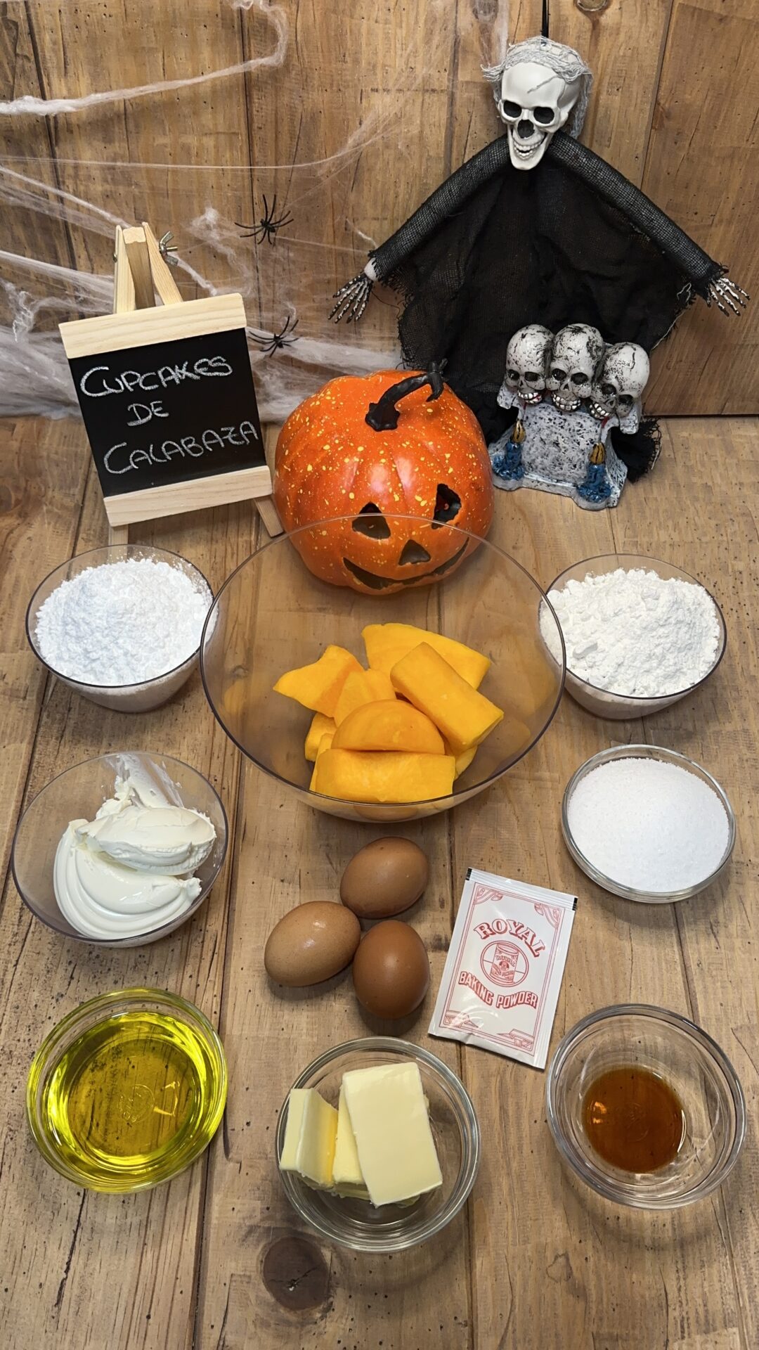 Ingredientes de nuestros cupcakes de calabaza