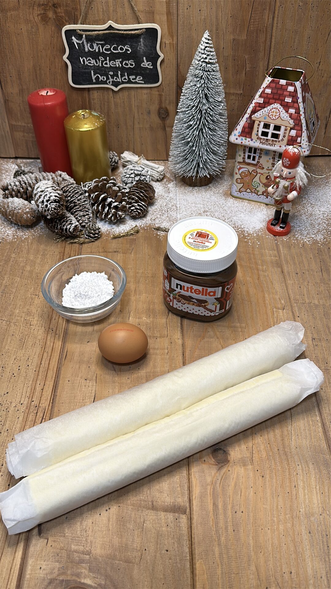 Ingredientes de nuestros muñecos navideños de hojaldre