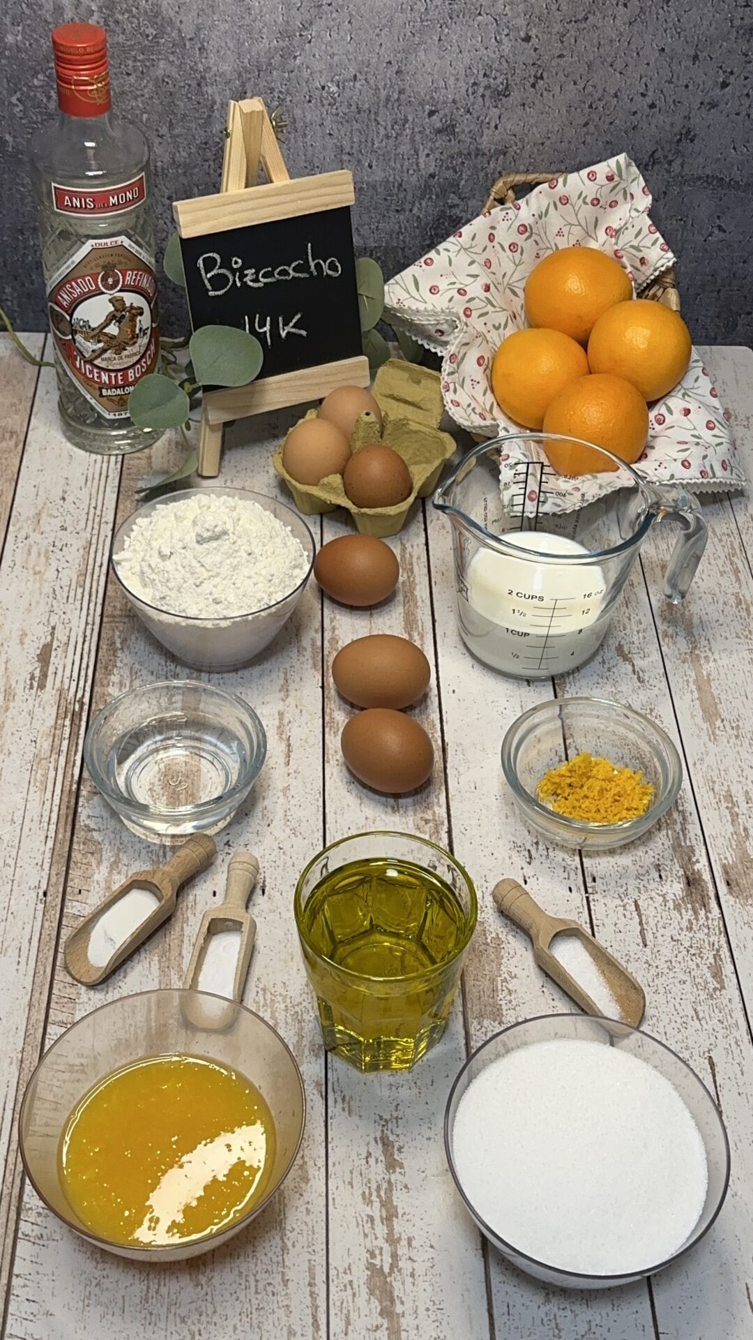 Ingredientes de nuestro bizcocho 14K