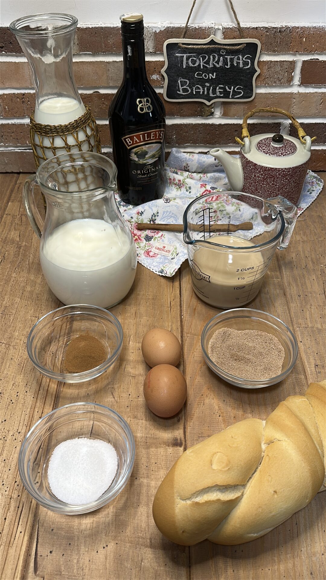 Ingredientes de nuestras torrijas de Baileys