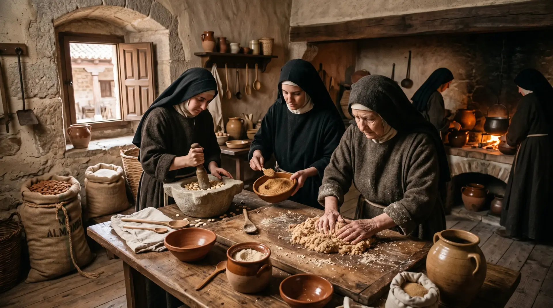 Recreación de la leyenda sobre el origen del mazapán de Toledo en un convento medieval