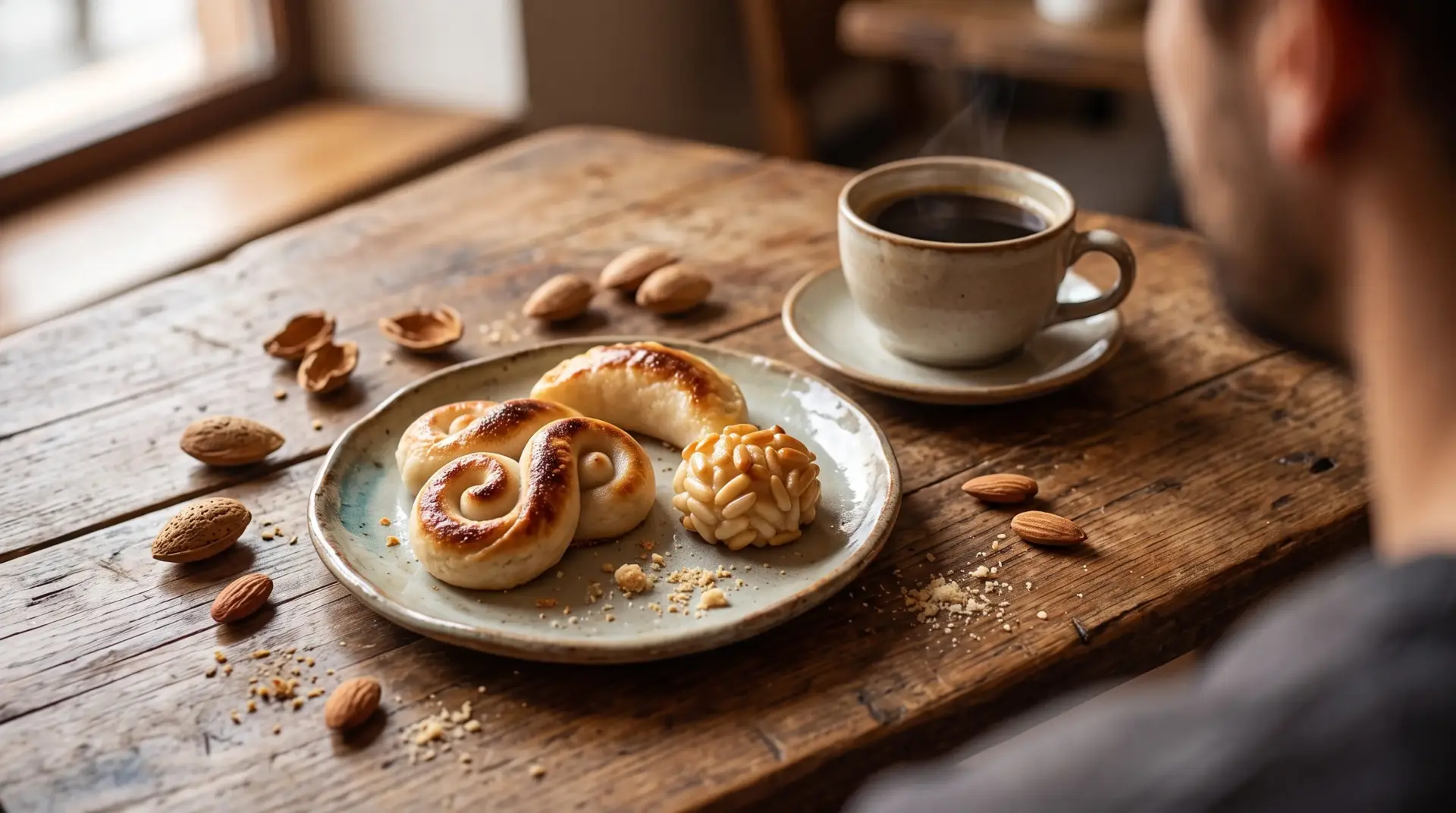 Mazapán artesano servido junto a un café